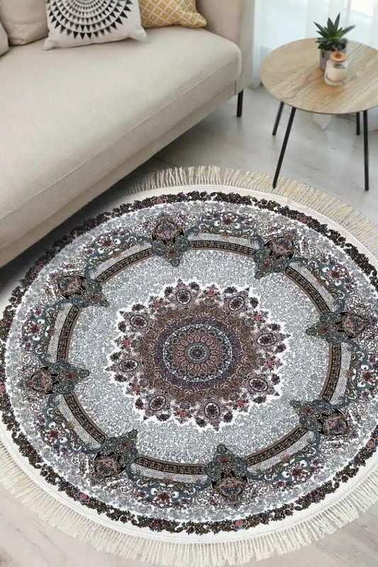 Royal Tapestries Ivory Round Rug -Persian Rug 5x5ft